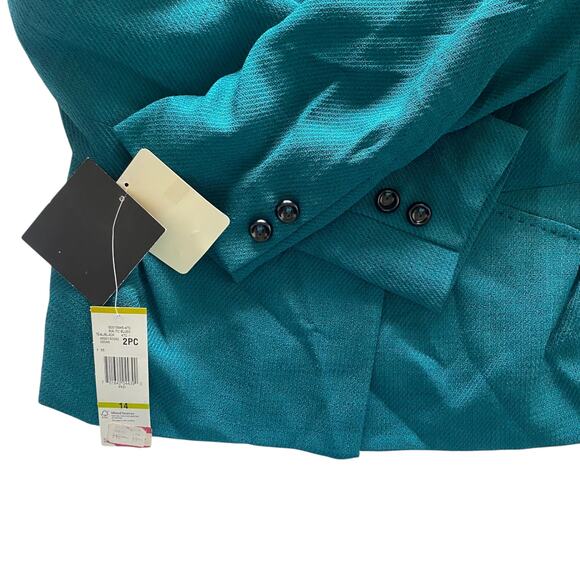 Jones New York : NEW Teal Textured Blazer Jacket Lined Workwear Suiting : 14 - Picture 6 of 11